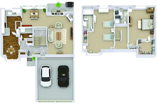 Floor plan South - 3 Bedroom 2.5 bath townhome
