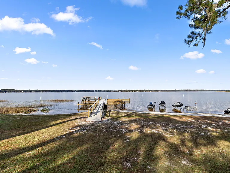 View of the dock(Great fishing) and lake