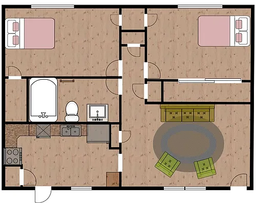 Floor plan 2 Bed-1 Bath Classic