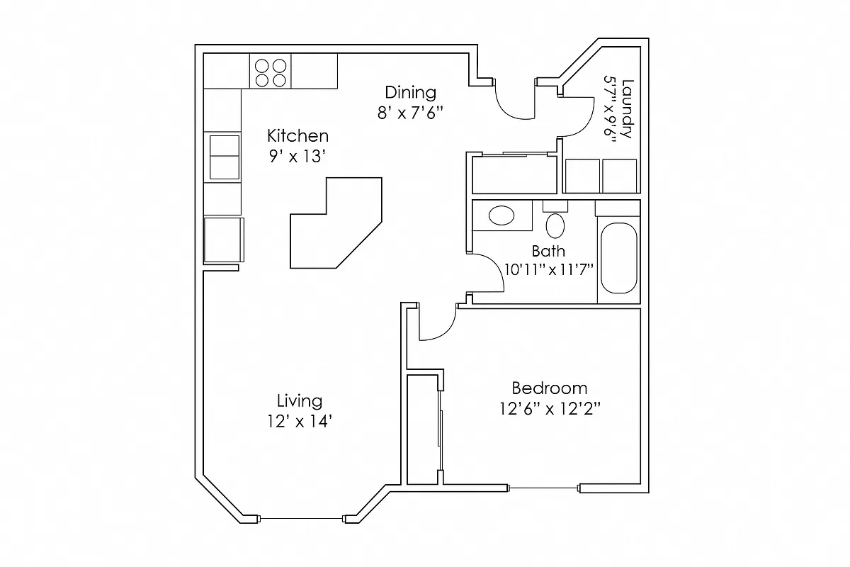 Floor plan 1 Bedroom 1 Bathroom