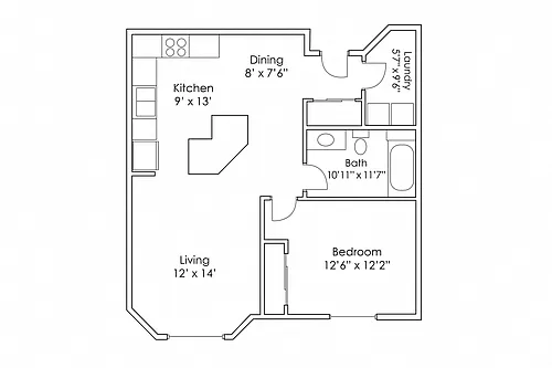 Floor plan 1 Bedroom 1 Bathroom