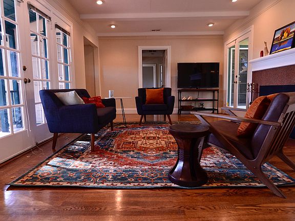Hardwood, box-beam ceiling
