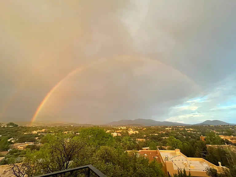 View of a double rainbow from the back deck