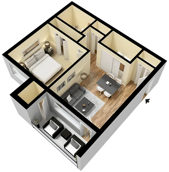 Floor plan 1 Bedroom 1 Bathroom Junior Terrace