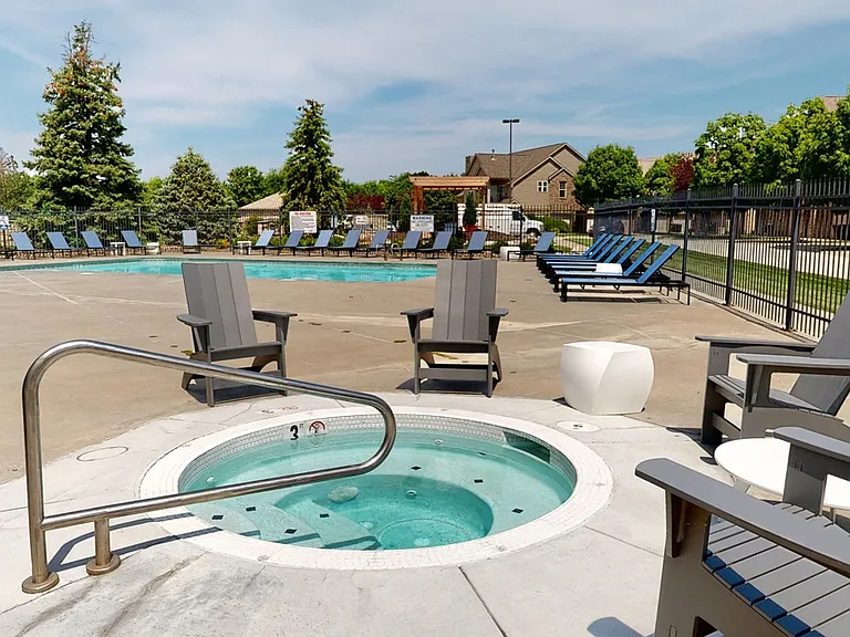 Unwind in the hot tub after a long day.