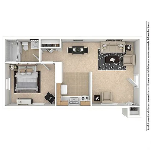 Floor plan North Hills Drive 1 Bedroom/1 Bathroom