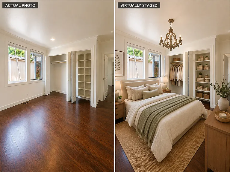 Virtually staged to show layout potential. Enjoy dual windows for natural light and an expansive closet setup built for easy organization