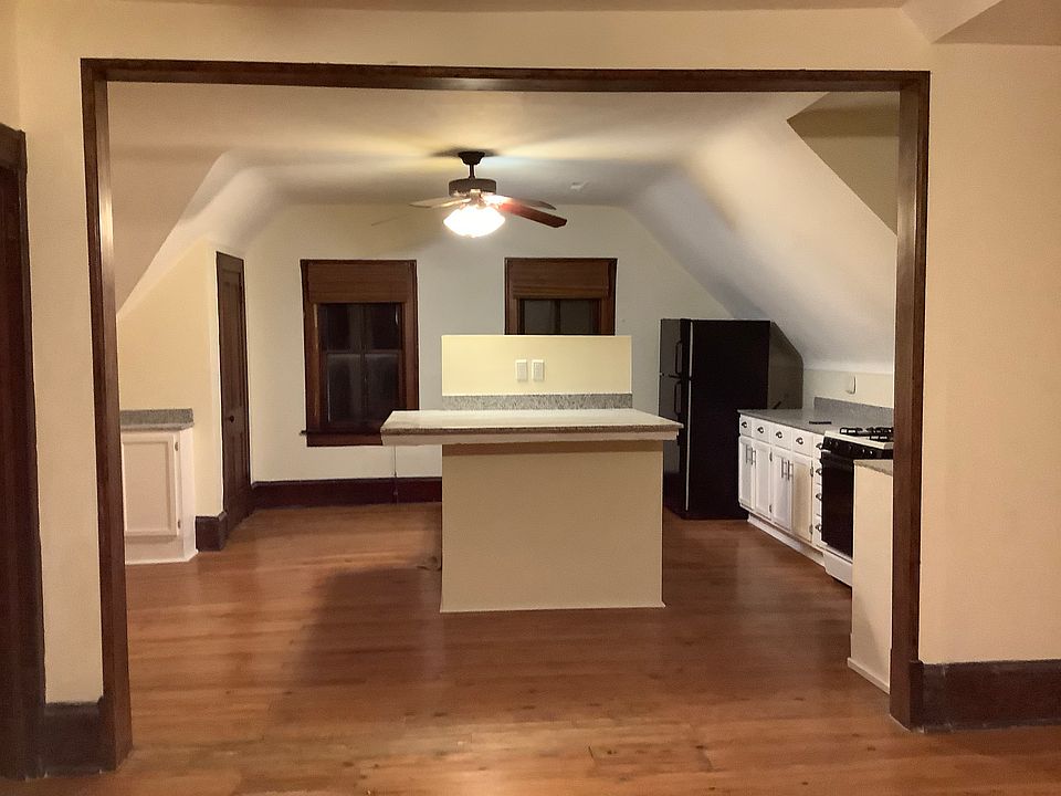 View from living room into kitchen dining area