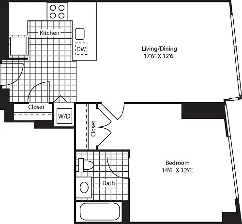 Floor plan One Bed Ukit FL 28-42