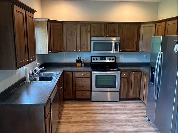 Kitchen with stainless steel appliances