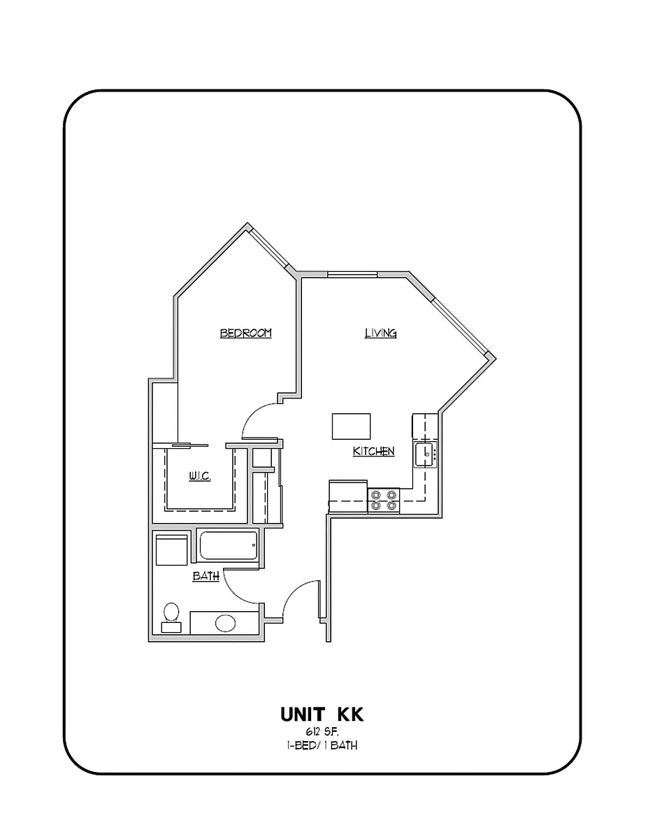 Floor plan 1-BED 1-BATH kk