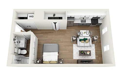 Floor plan 1S3R - Phase 1 Renovated