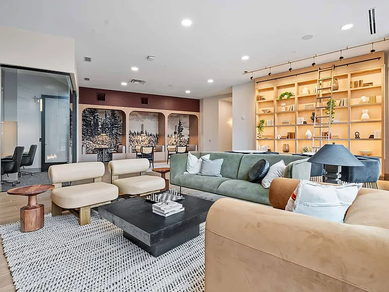 Community Library & Study Lounge at The Hallon Luxury Apartments in Hopkins MN
