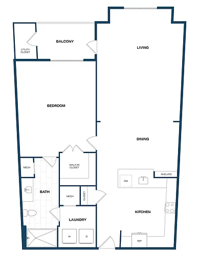 Floor plan 1 Bed/1 Bath-A2