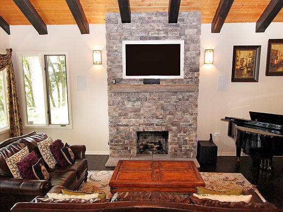Living Room, Stone Fireplace