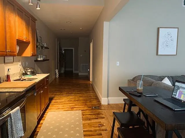 living room looking to bedrooms and bathroom