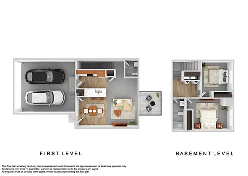 Floor plan Townhome Style 2 Bed 1.5 Bath W/Garage & Walkout P