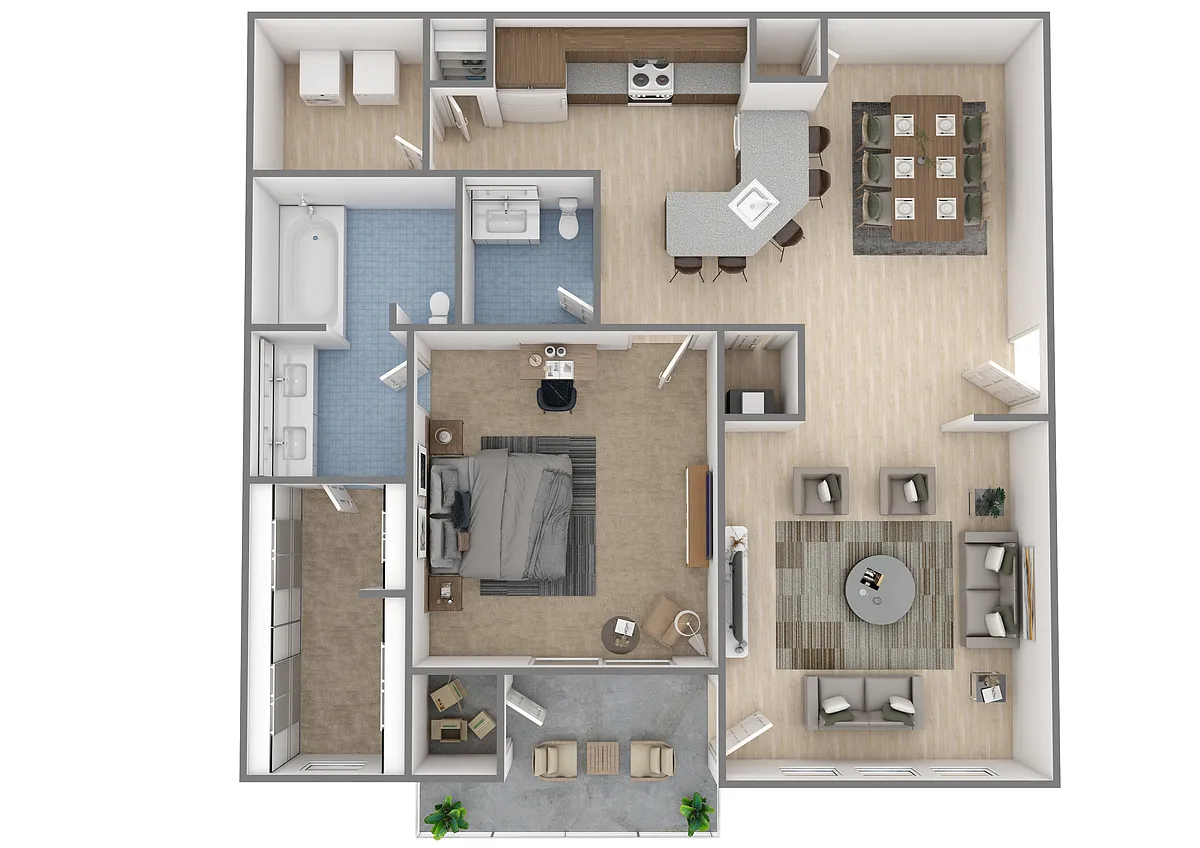 Floor plan 1 Bed | 1.5 Bath - Gardenia