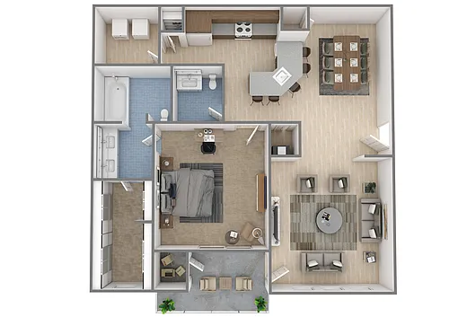 Floor plan 1 Bed | 1.5 Bath - Gardenia