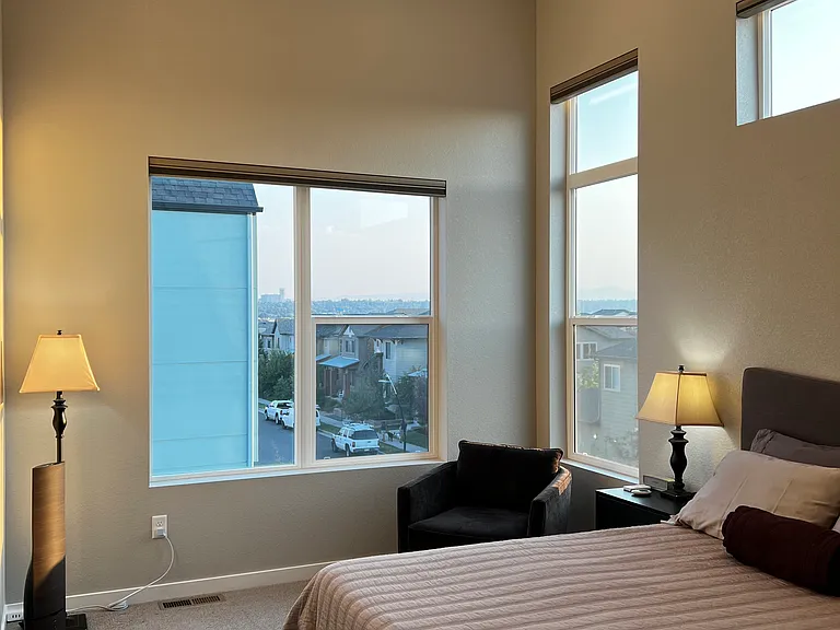 Remote controlled fan, and remote controlled Hunter Douglass window treatments. Can be operated from App and programmed.