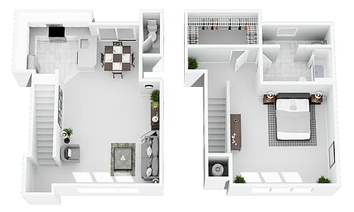 Floor plan 1 Bed Townhouse + $125 Attached Garage (Fireplace 