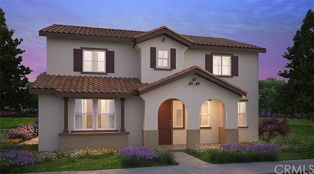 Artist's conceptual drawing of front exterior. This home is a Spanish style home with a covered fron