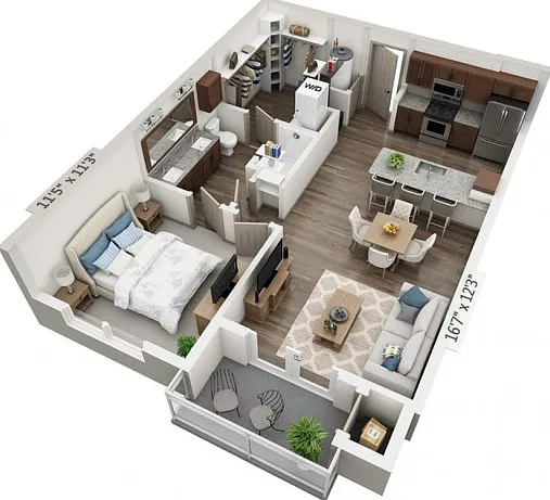 Floor plans are artist's rendering. All dimensions are approximate. Actual product and specifications may vary in dimension or detail. Not all features are available in every apartment. Prices and availability are subject to change. Floor plans are artist