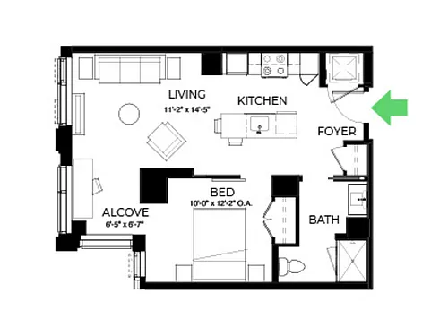 Floor plan A19 | 1 Bed | 1 Bath