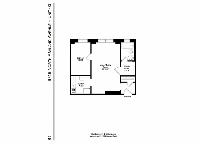 Floor plan 1 Bedroom | 1 Bath (B3)