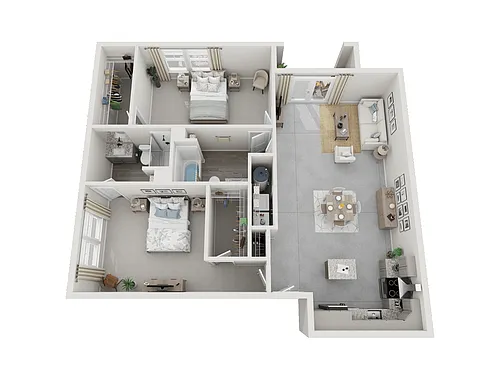 Floor plan 2 Bed 2 Bath 1216 sqft