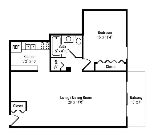 Floor plan 1x1A1TH