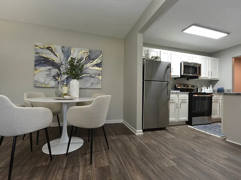 Dining Room + Hardwood Style Flooring