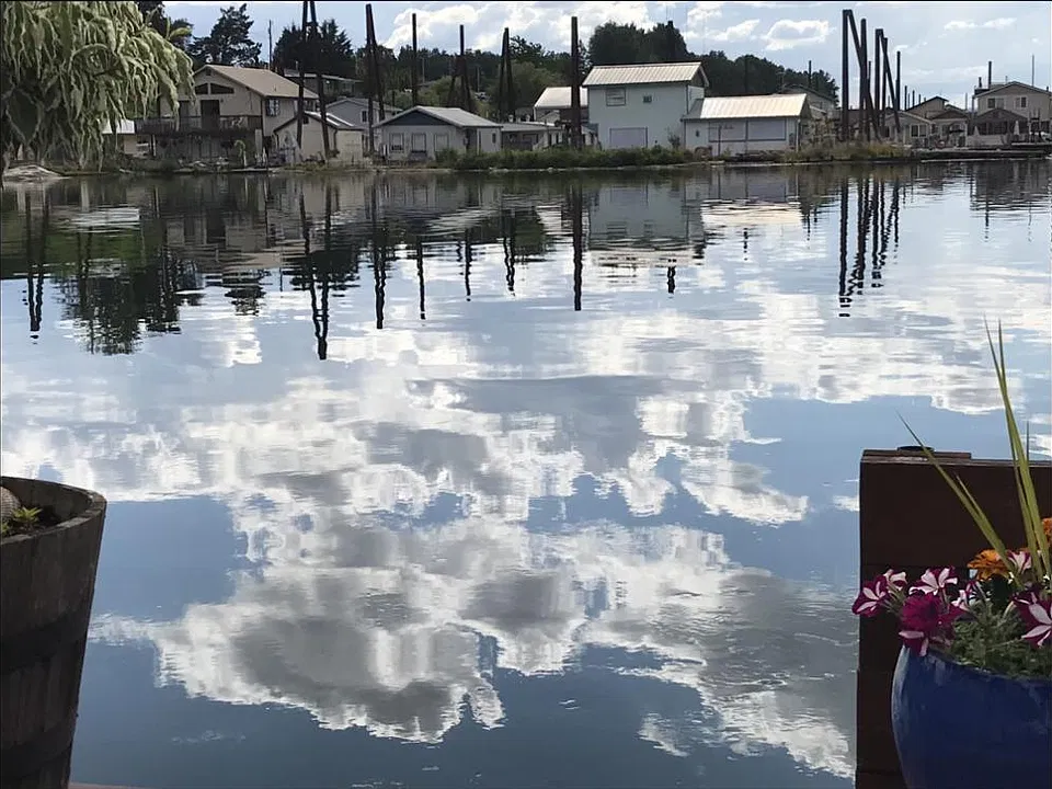 Cloud reflections on the water which is always changing