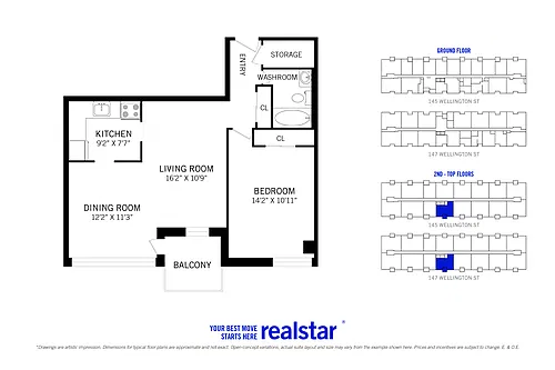 Floor plan 1 Bed 1 Bath D