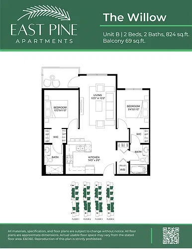 Floor plan The Willow - 2 Bed