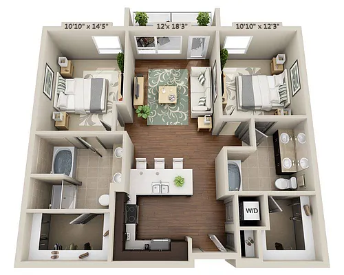 Floor plan Two Bedroom B2C