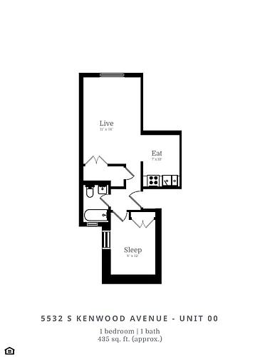 Floor plan 1 Bed |1 Bath (B1)