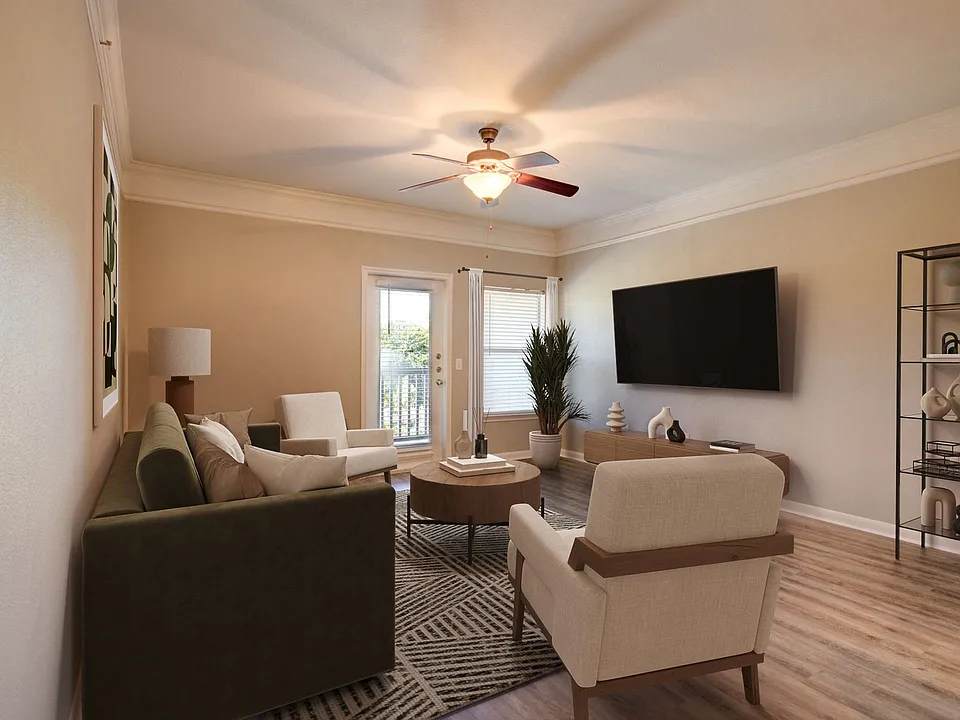 Spacious Living Room with Hardwood-Style Flooring