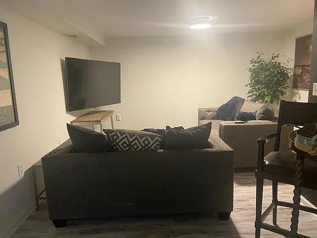 Comfy sofa and 65 inch TV...great place for the game!