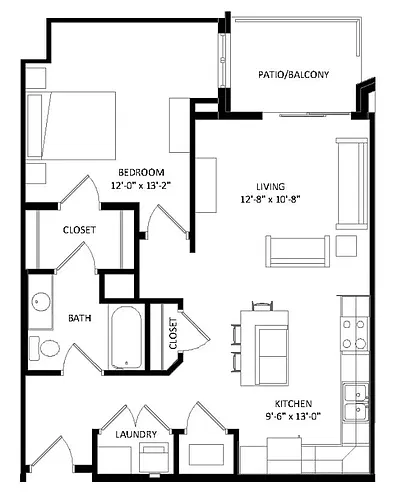 Floor plan 1 Bedroom A4