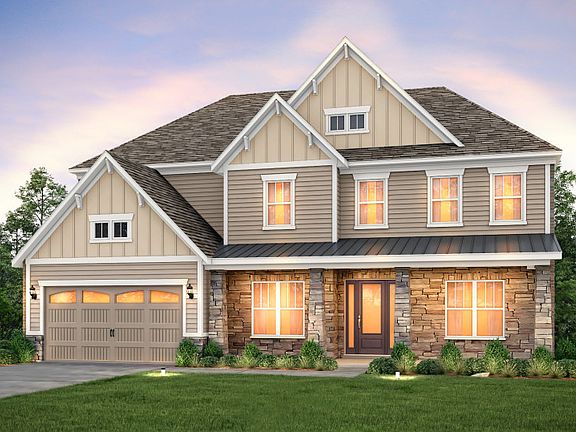 Townsend Exterior 8 features stone, shakes and covered front porch