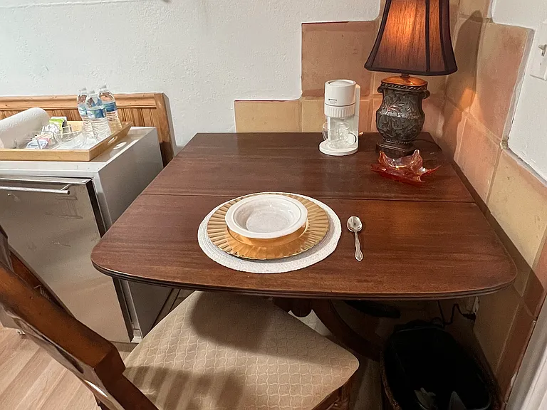 Dining area with drop-leaf raised