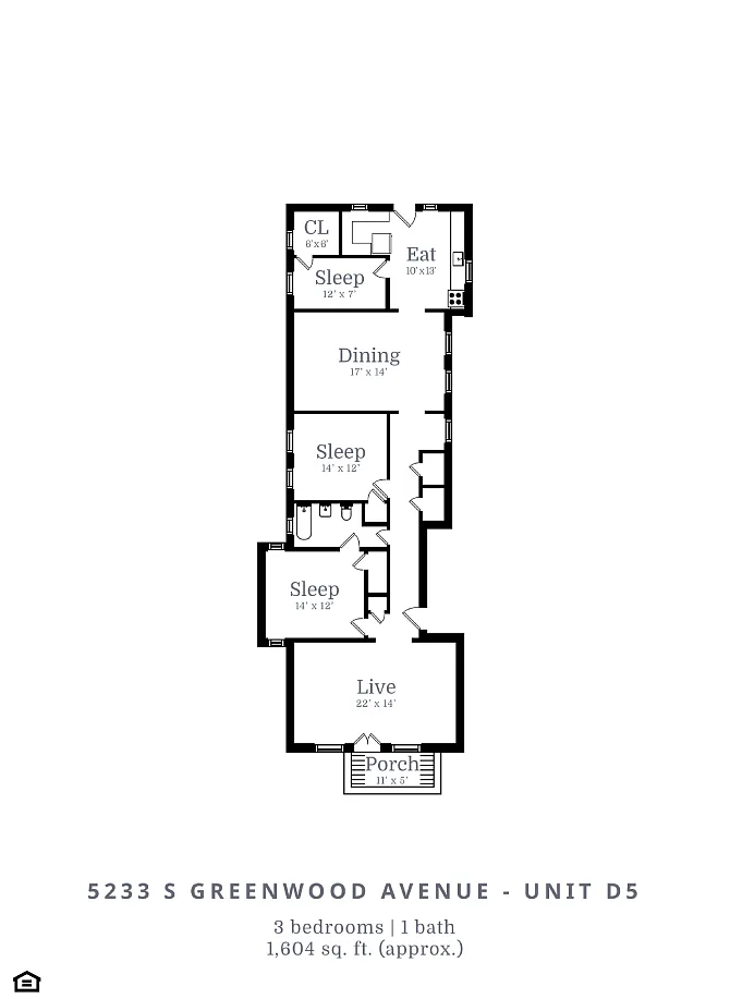 Floor plan 3 Bed | 1 Bath (D5)