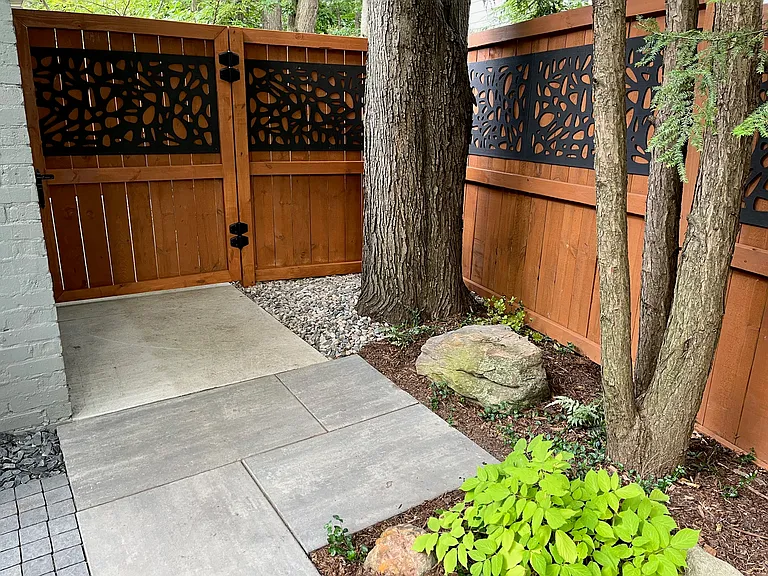 patio entrance to screened storage area