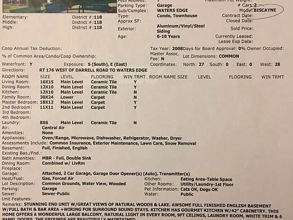 Listing when I purchased