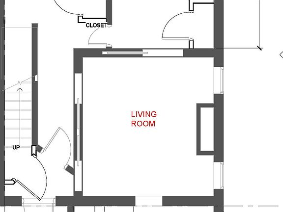 Design floor plan of unit. Basement has same square footage minus area under kitchen