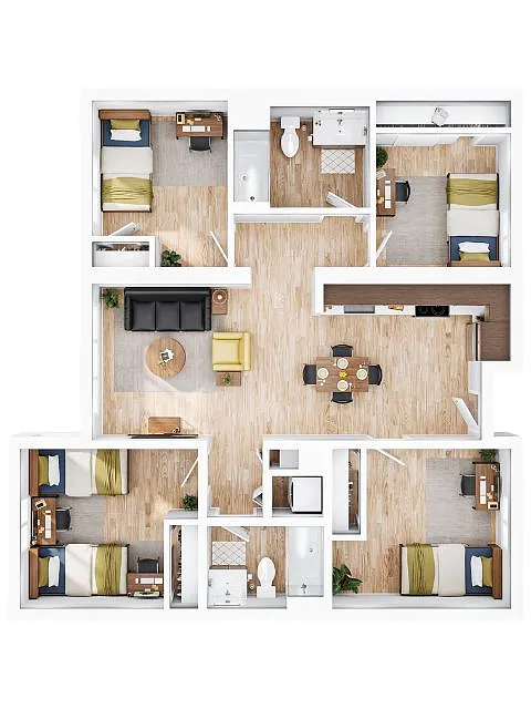 Floor plan 4BR/2BA - B