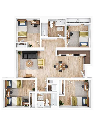Floor plan 4BR/2BA - B