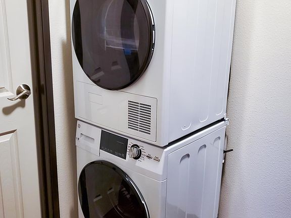 European style, front-load washer and dryer.