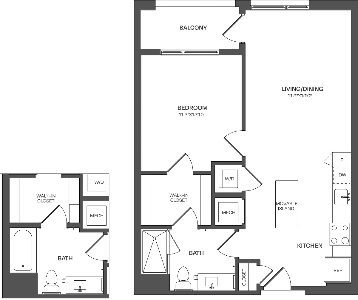 Floor plan 1 Bed/1 Bath-A16